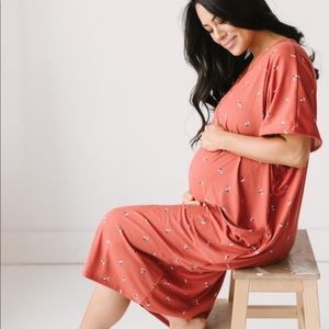 Dwell & Slumber Ribbed Clay Ditsy Cocoon Dress M/L